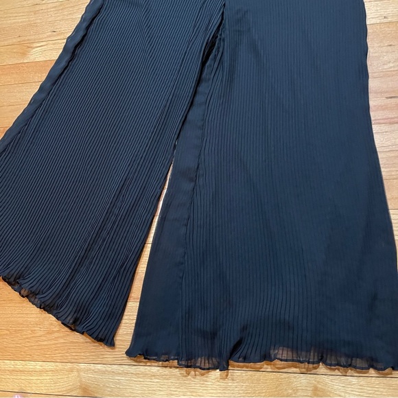 Samuel Dong Womens Black Wide Leg Palazzo Pants Size L Double Layer Flowy EUC - Picture 7 of 12